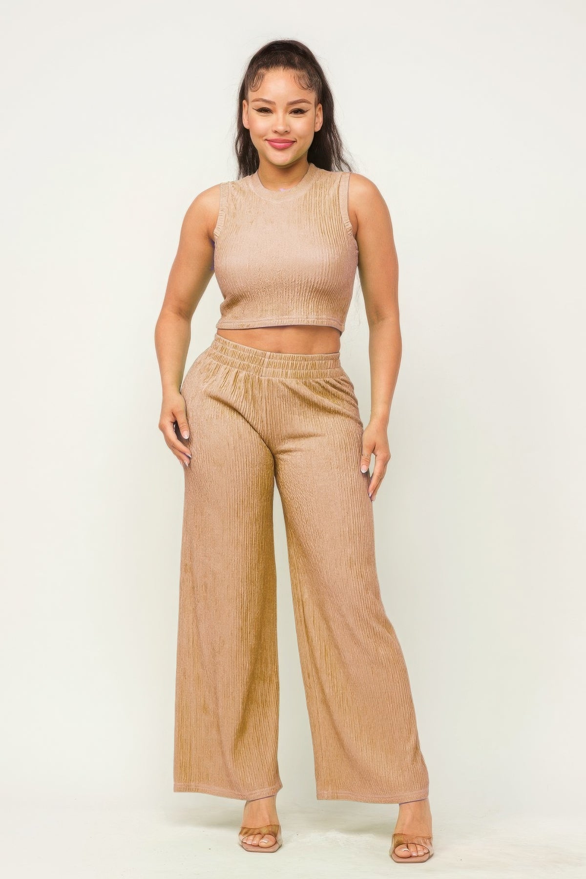 Crop Top And Wide Pants Set