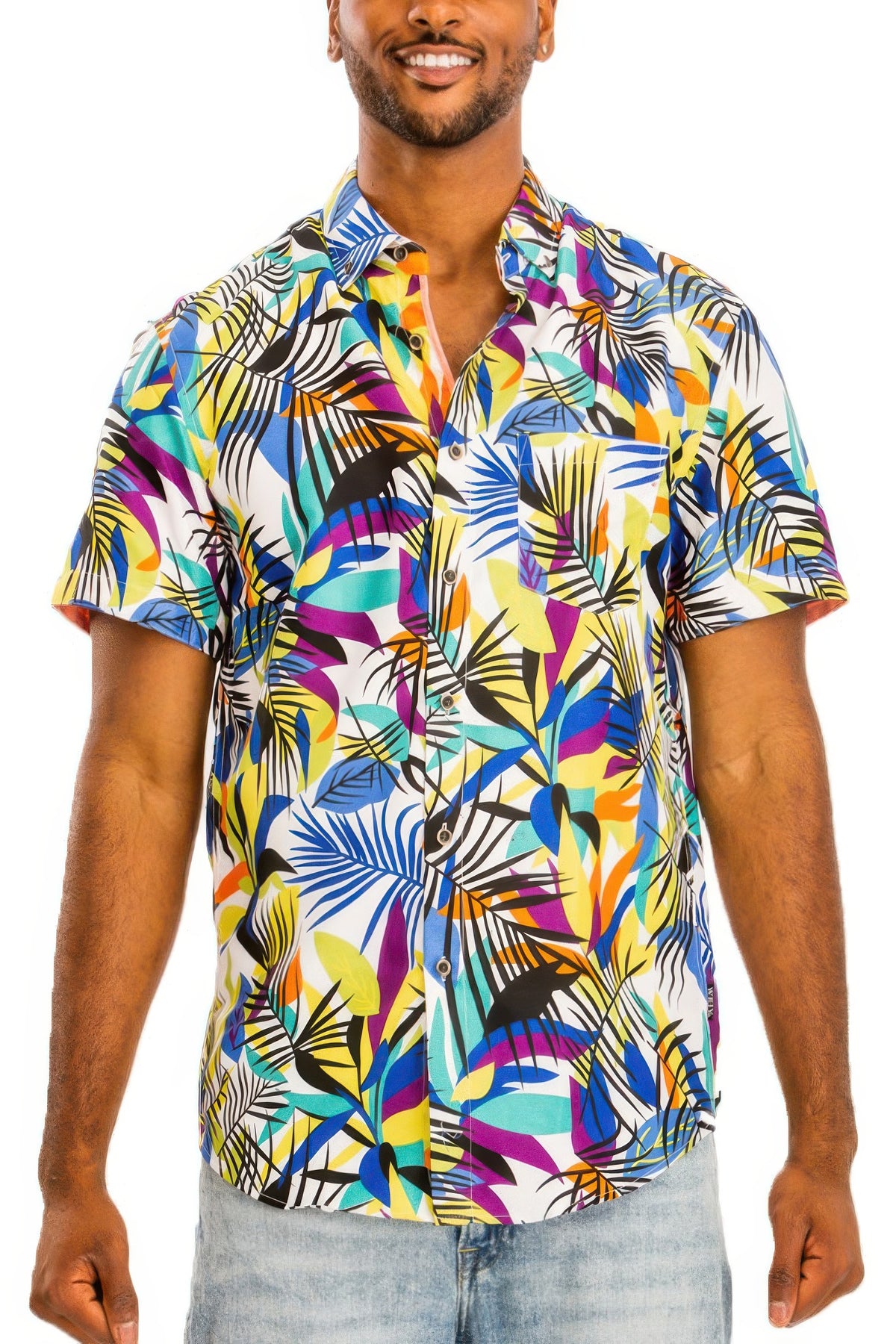 Hawaiian Print Button Down Shirt