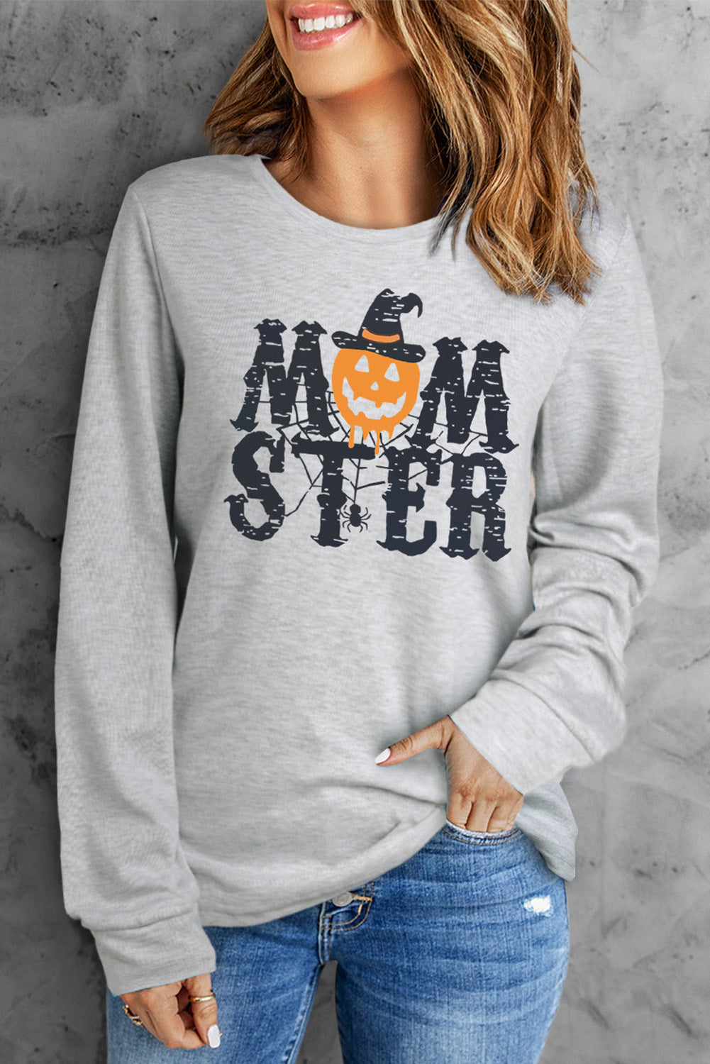 Round Neck Long Sleeve MOMSTER Graphic Sweatshirt