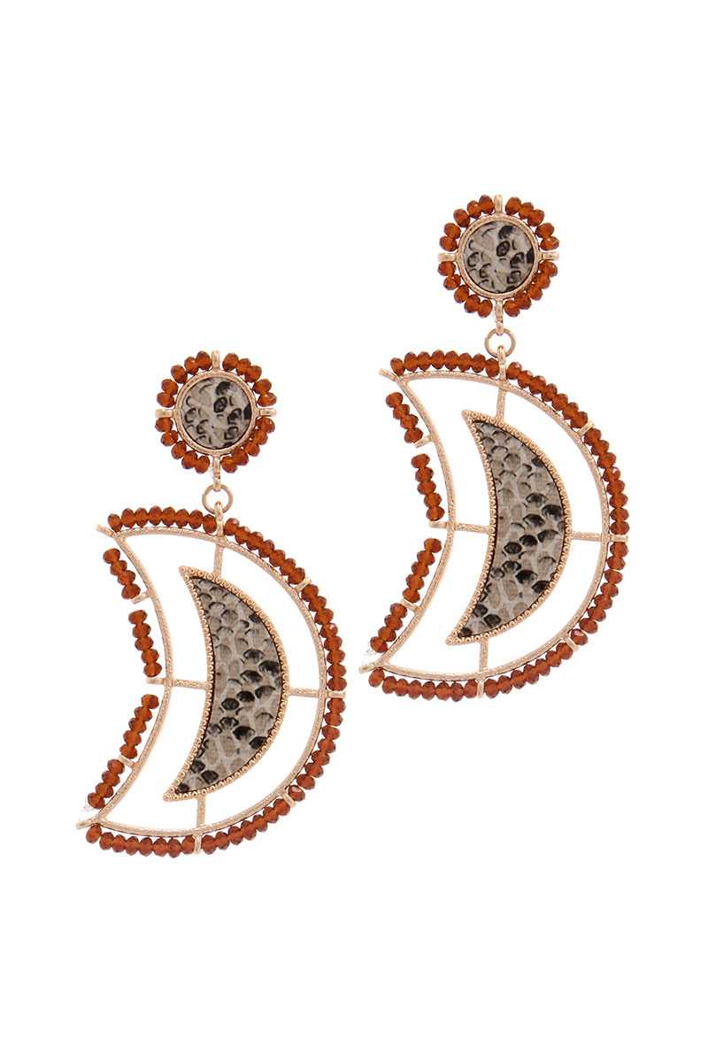 Beaded Snake Pattern Post Drop Earring