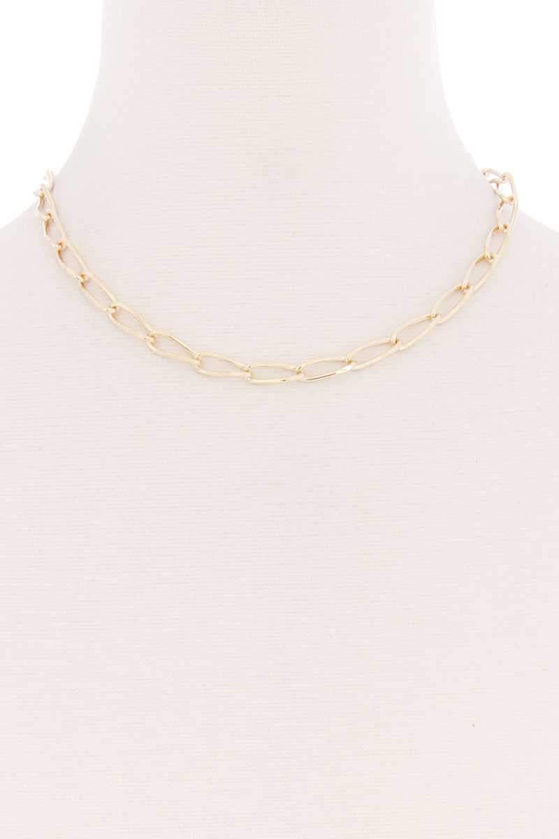 Oval Chain Single Metal Necklace