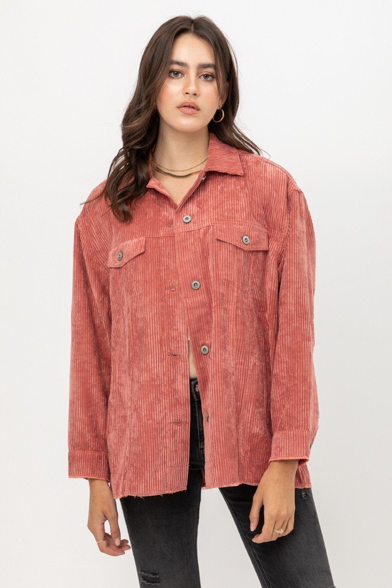 6 W P/n Corduroy Button Down Jacket