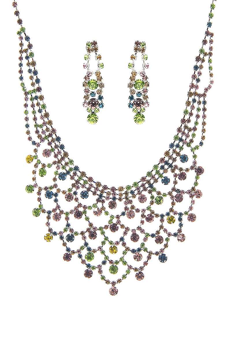 Fashion Design Rhinestone Necklace And Earring Set