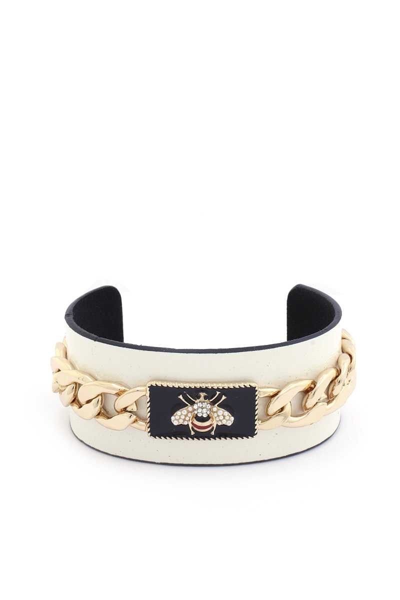 Bee Cuban Link Cuff Bracelet