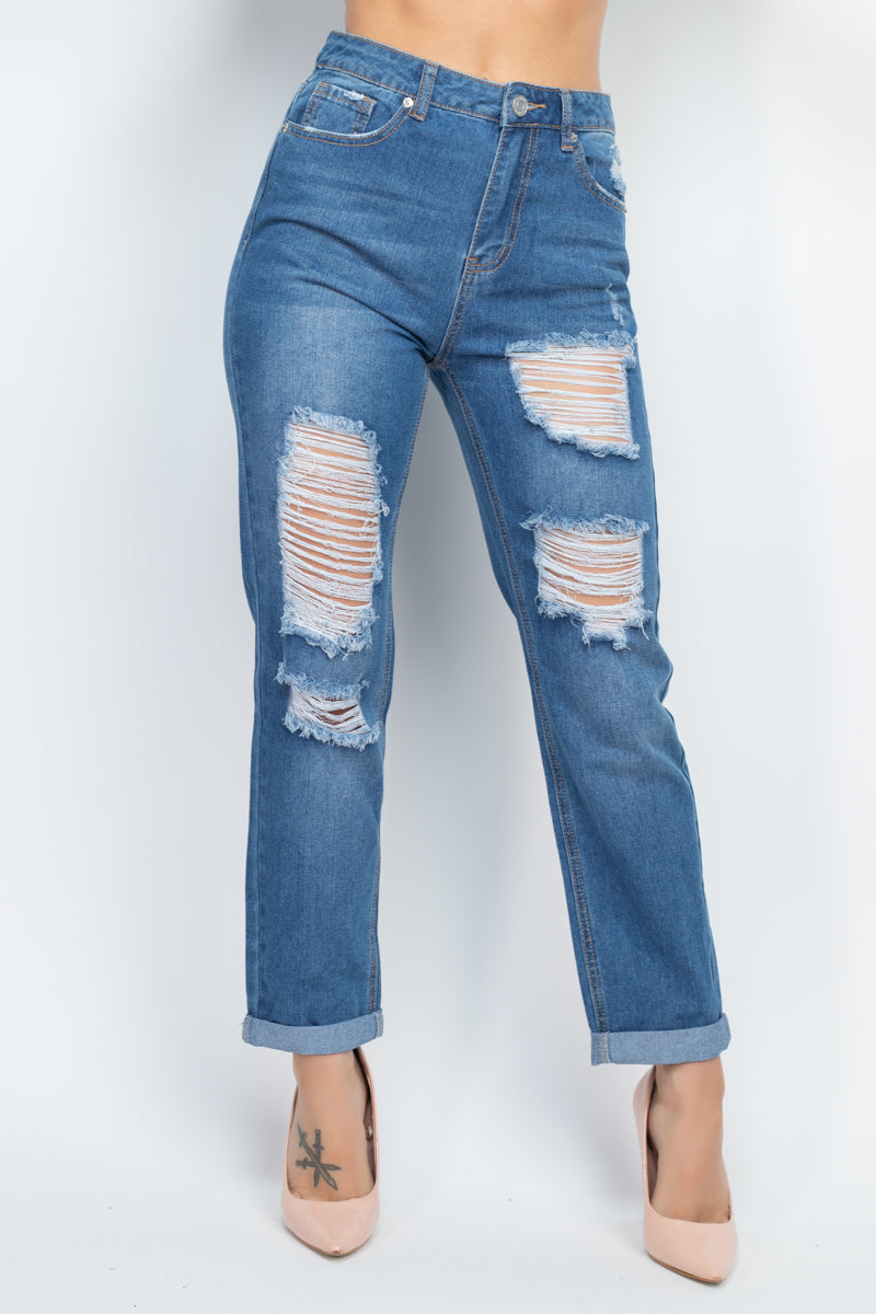 Distressed Boyfriend Jeans