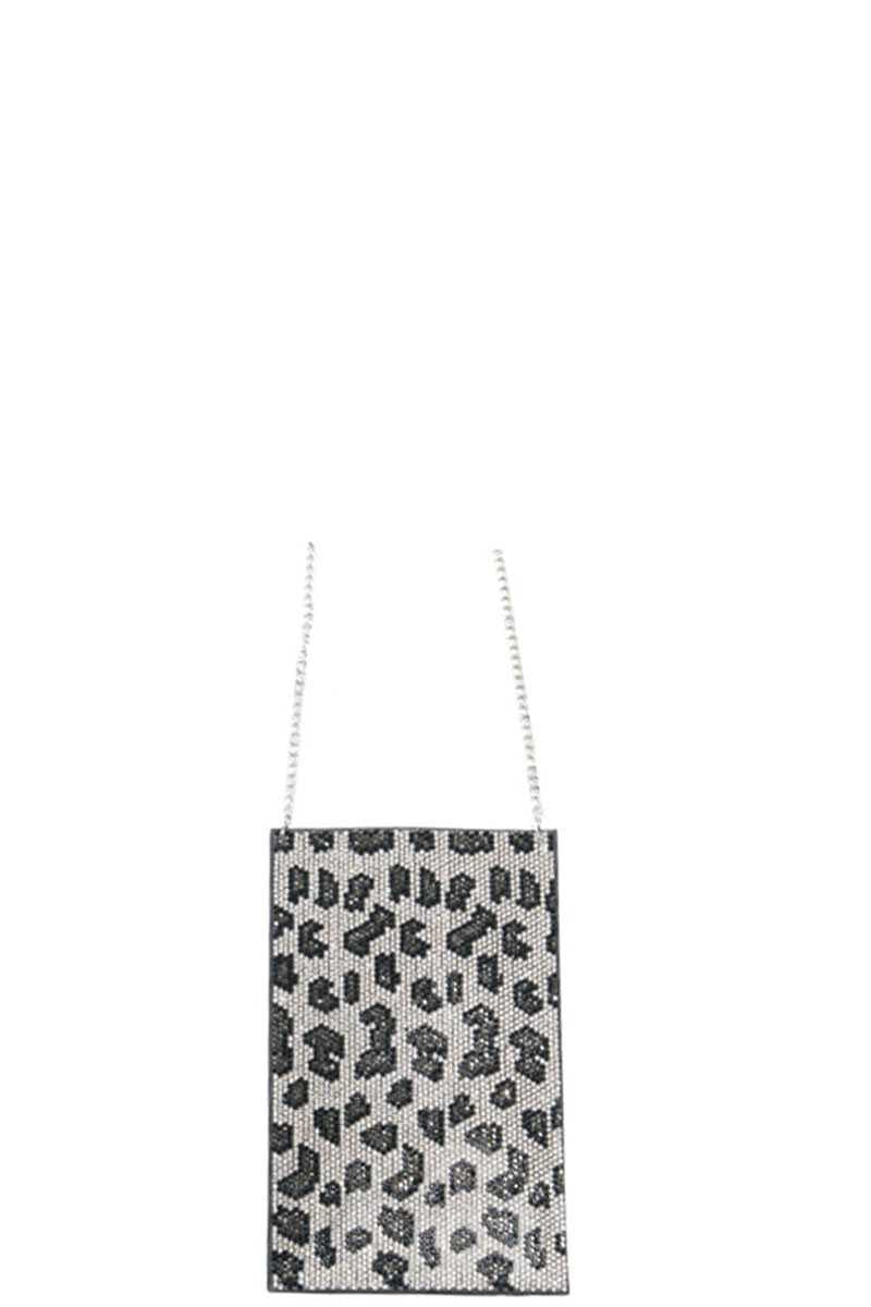 Leopard Rhinestone Mini Cross Body Bag