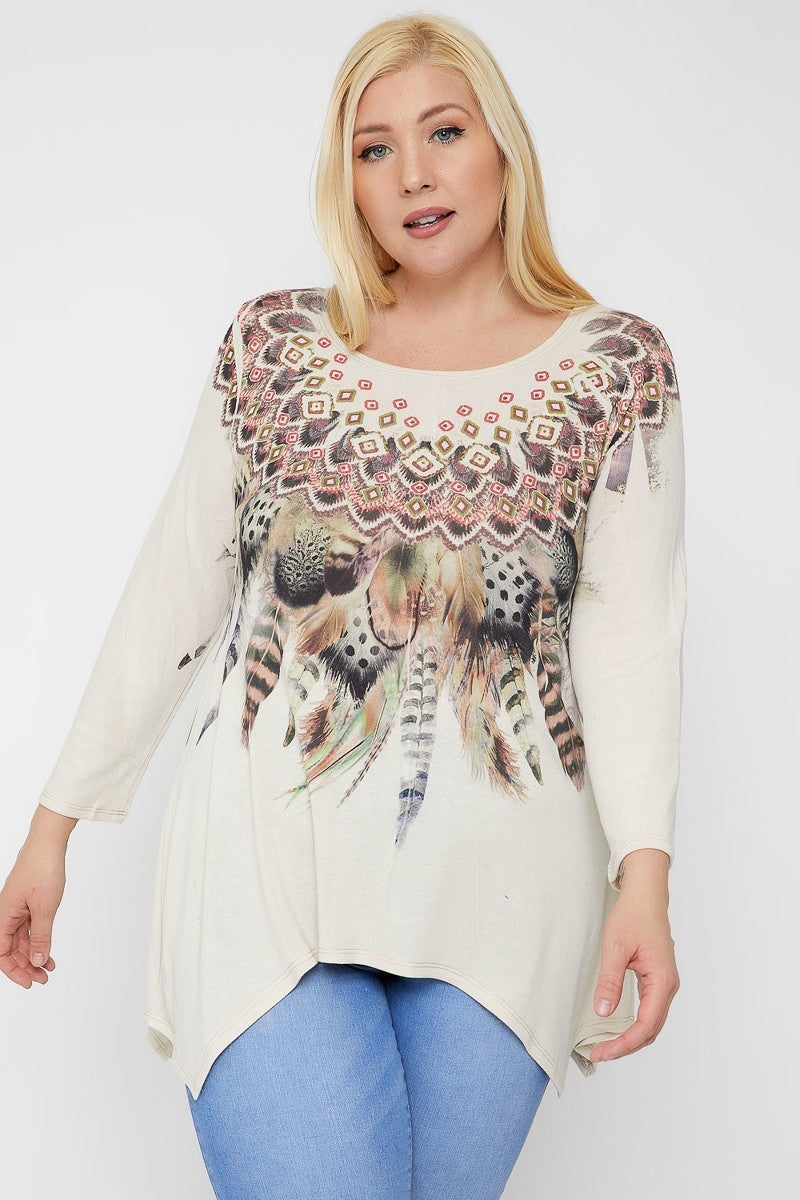 Geometric/tribal Sublimation Print Tunic Top