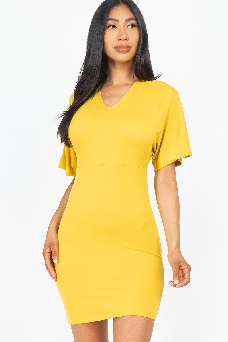 Dolman Sleeves Solid Mini Dress