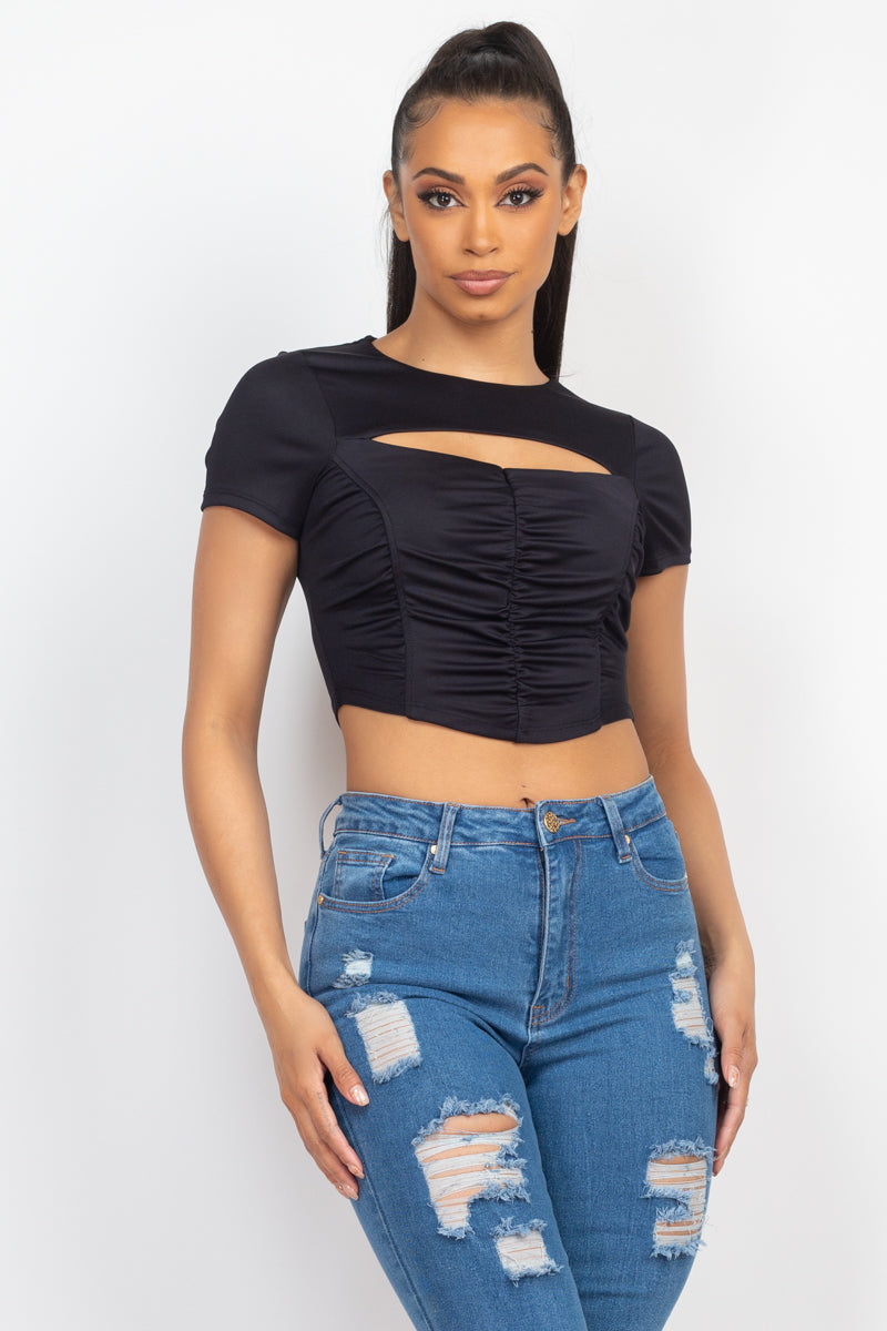 Front Cutout Ruching Top