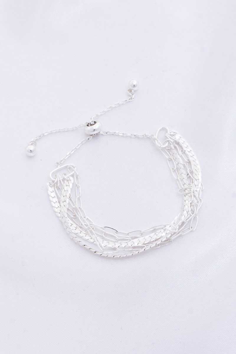 Flat Snake Chain Oval Link Slide Metal Bracelet