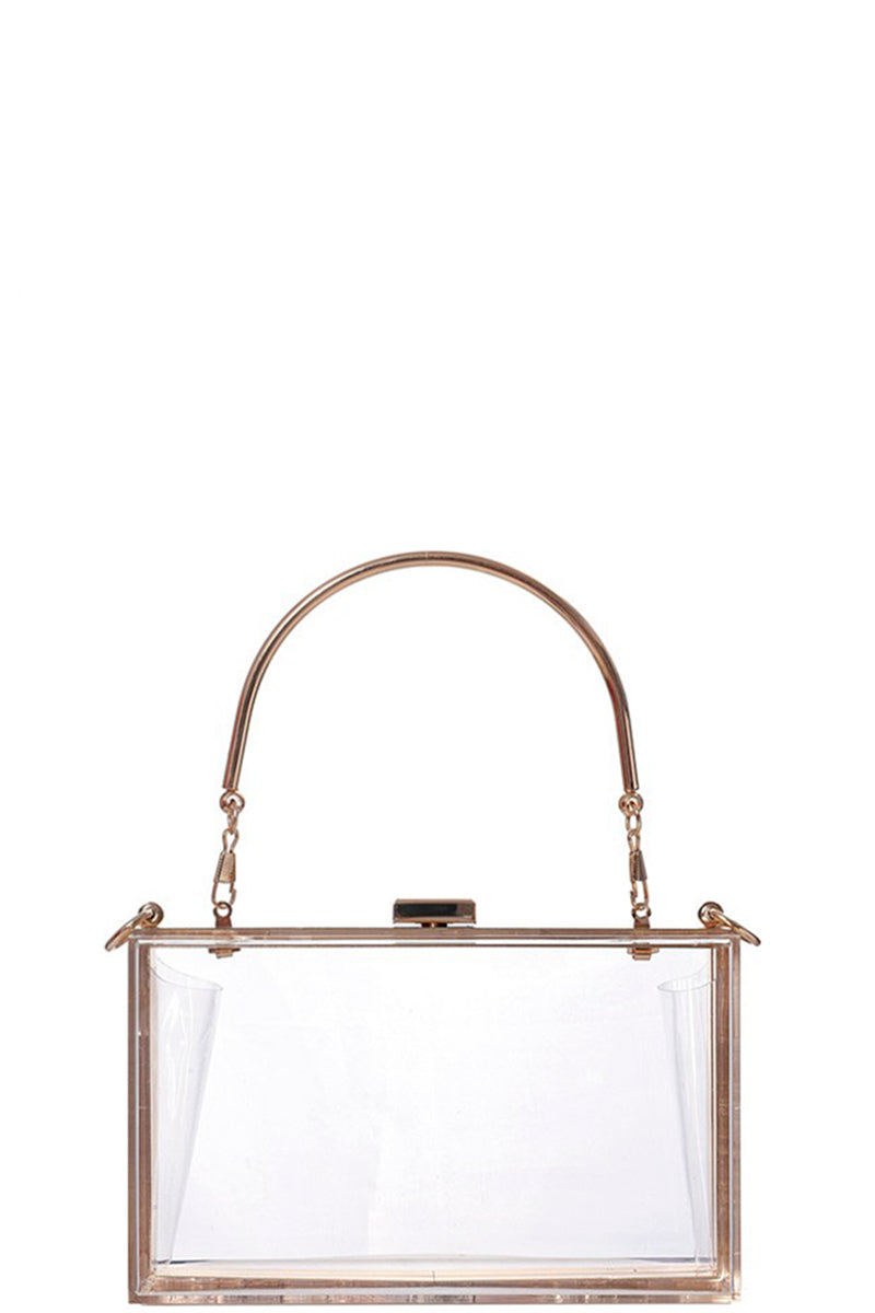 Fashion Metal Clear Square Handle Clutch