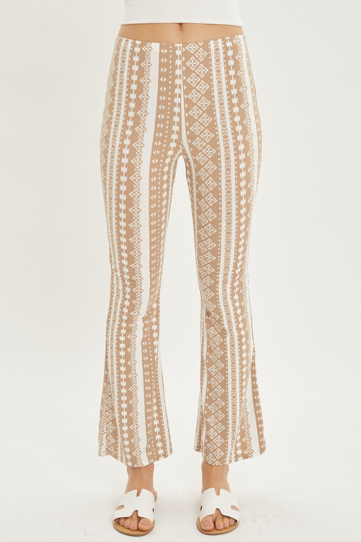 Knit Print Long Flare Pants