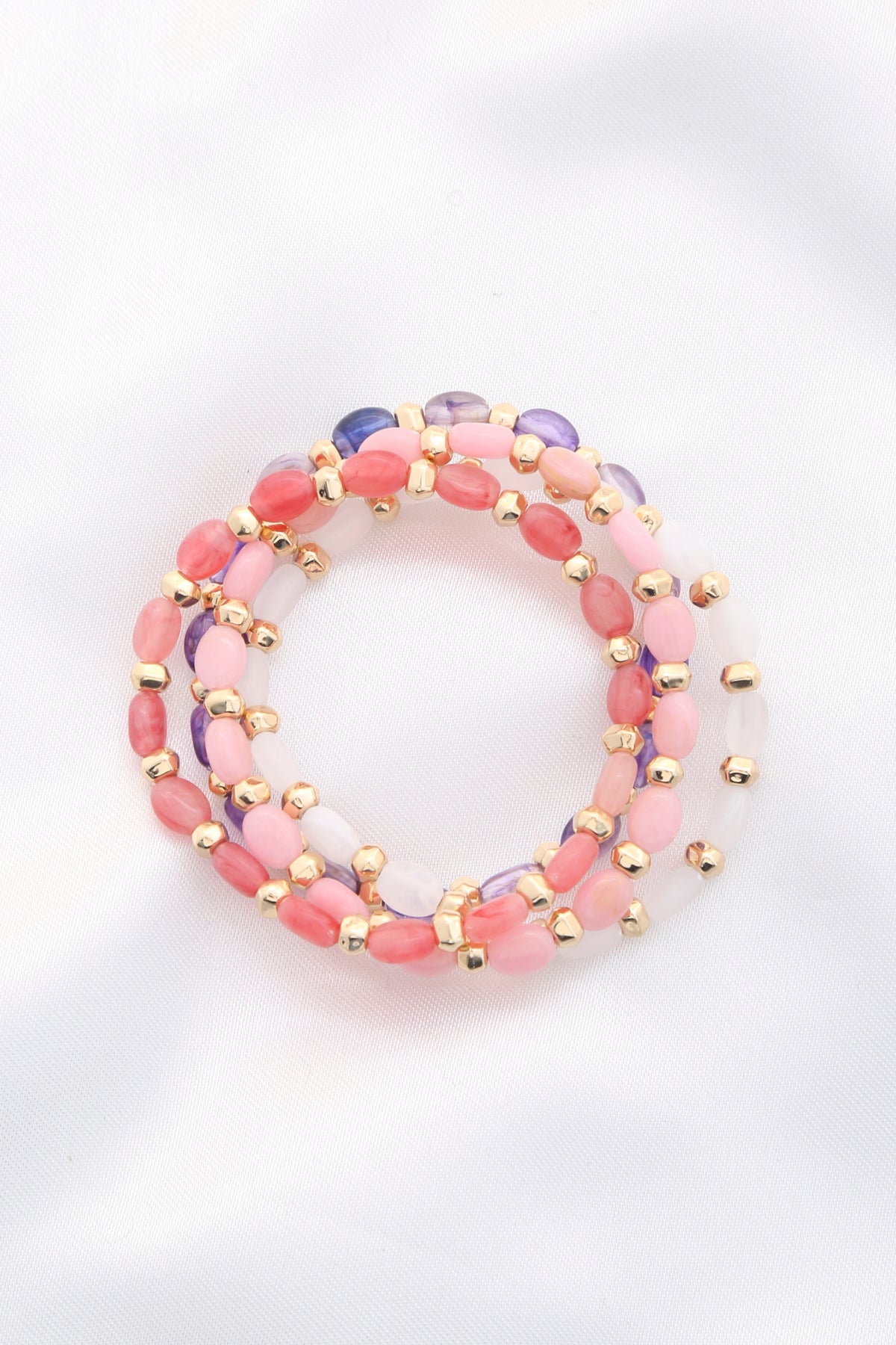 4pcs Br Set Bead Stretch Bracelet