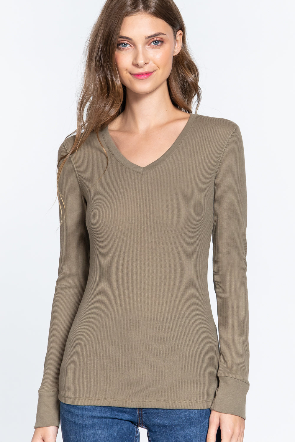 Long Slv V-neck Thermal Top