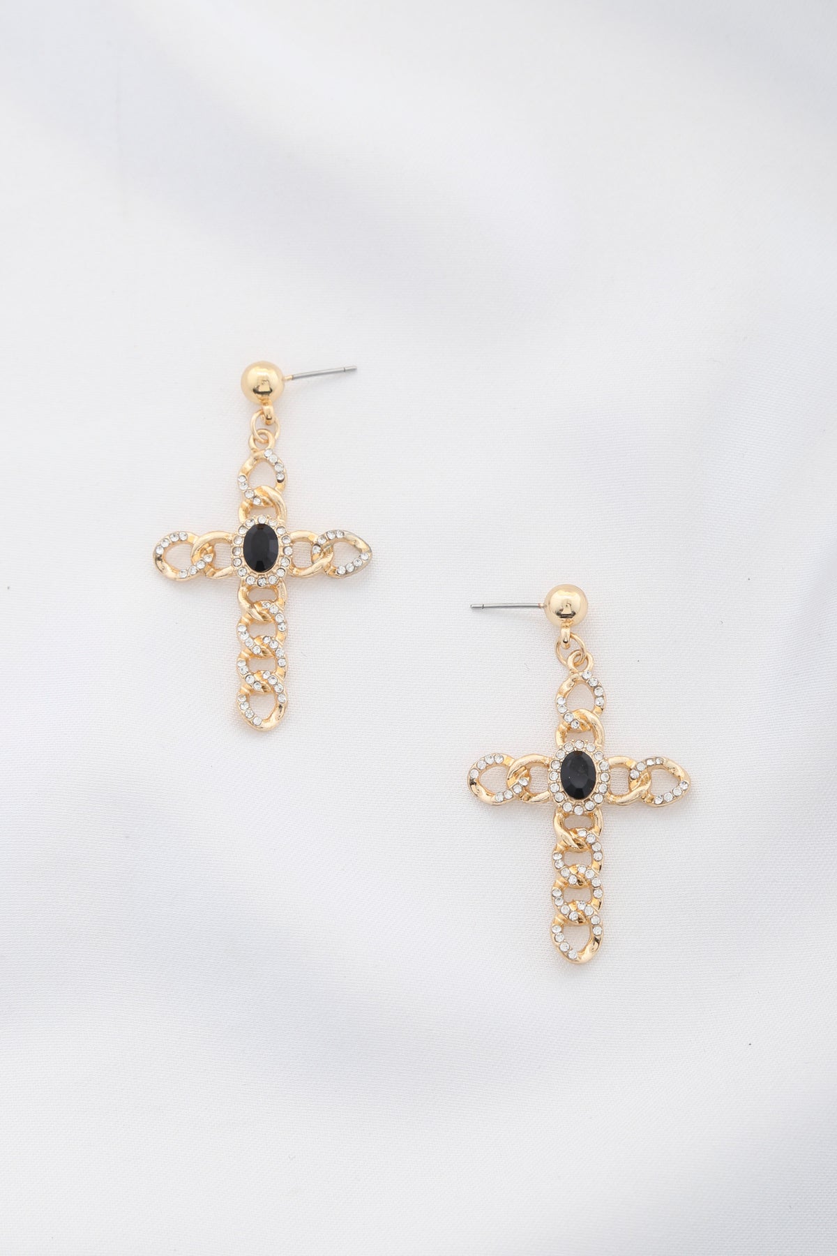 Cross Curb Link Dangle Earring