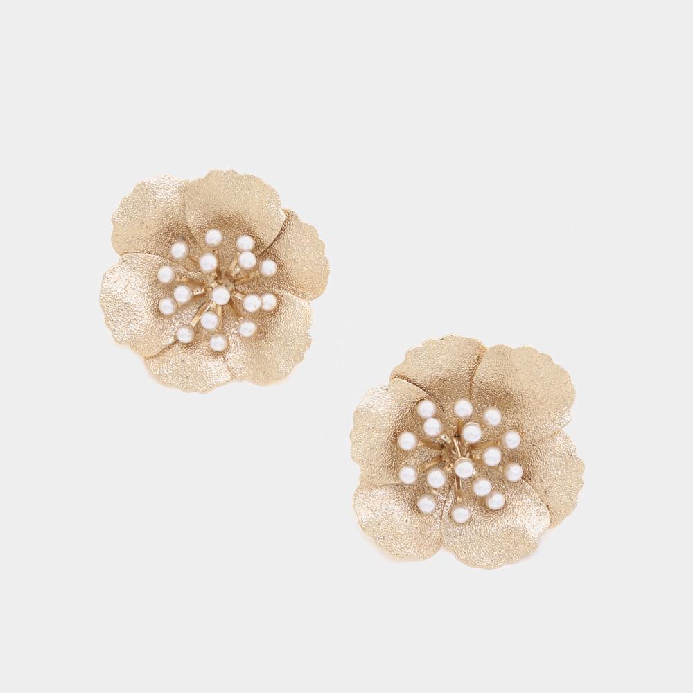 Metal Flower Stud Earring