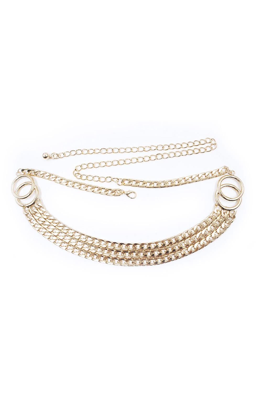 Stylish 3 Row Flat Chain Belt